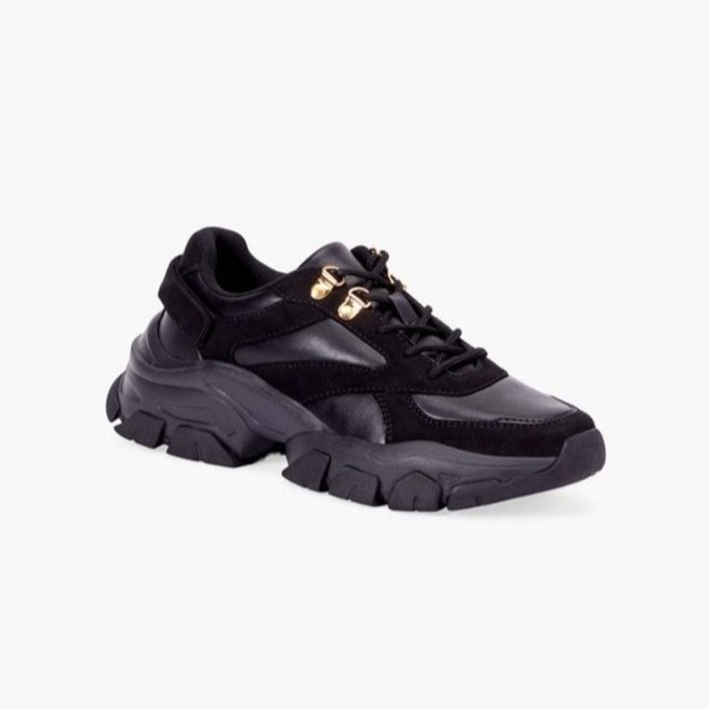 Shoe Dazzle Ximena Chunky Sneaker in Black Caviar- Size 9